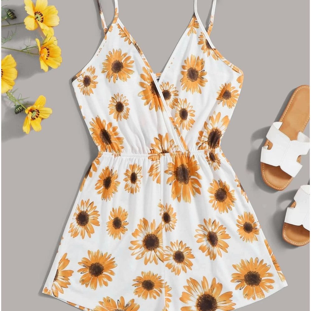 SHEIN sunflower print romper